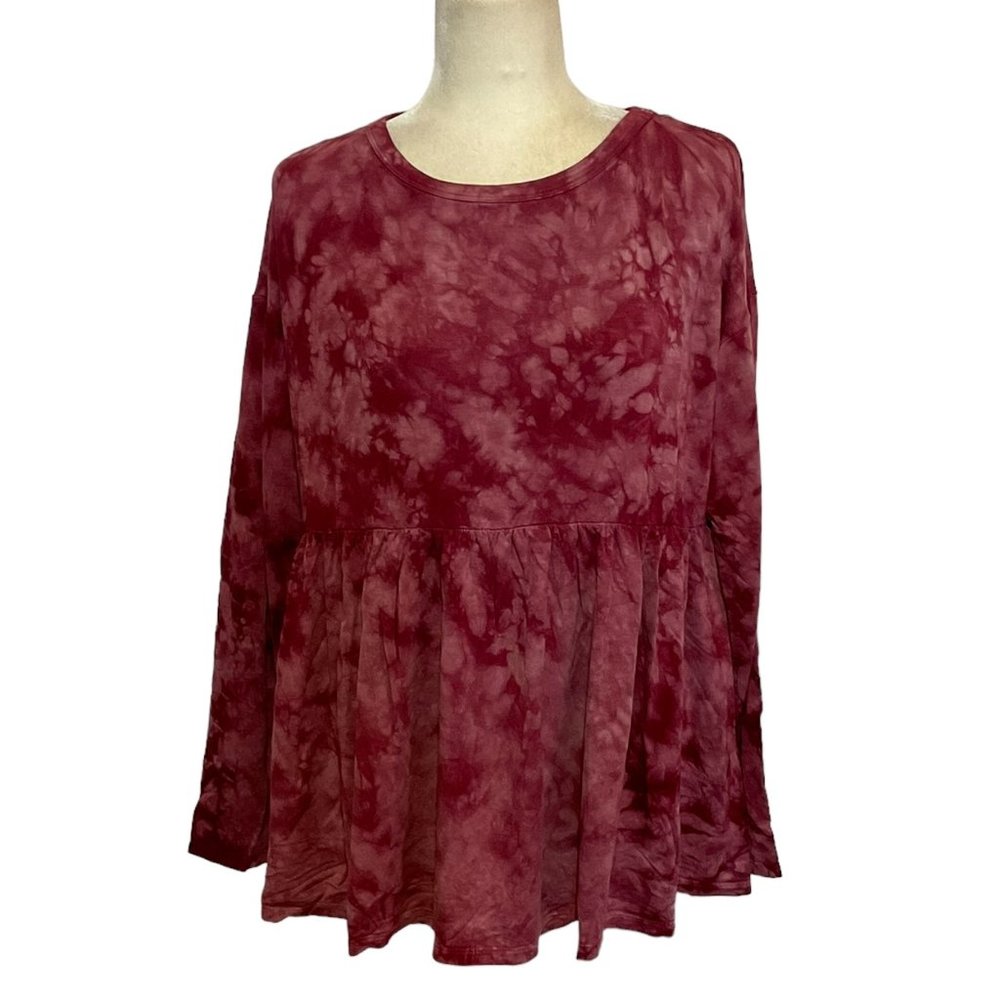 Baea Plum Colored,Tie Dye Peplum Tunic. New With Tickets. Size XXL.